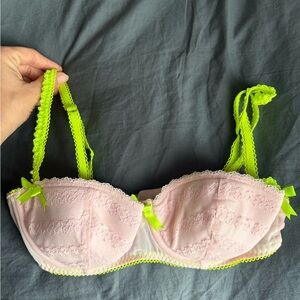 Victoria's Secret Pink and Neon Green Lace Bra